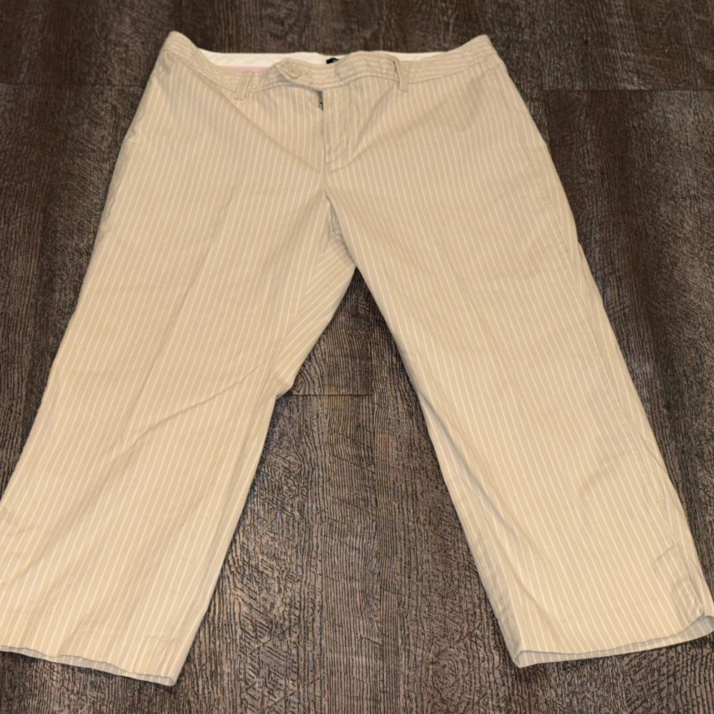 Women’s Pinstripe Gap Curvy Stretch Cropped Chinos Size 14